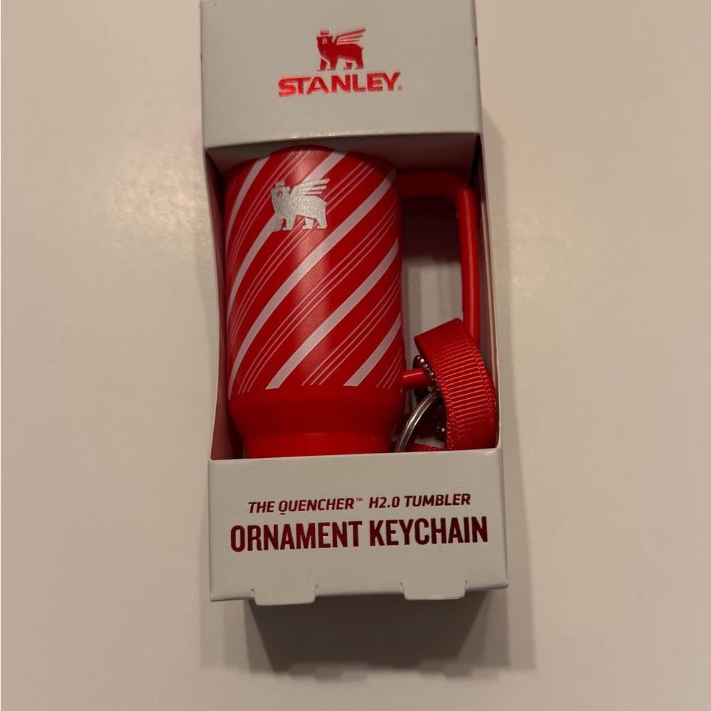 2025 release Stanley Red and White Striped Tumbler Keychain NEW